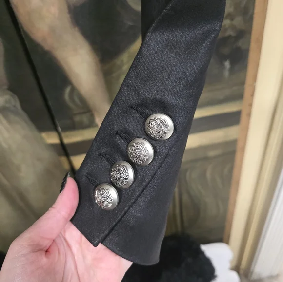 Queen Of Darkness Clothing Black Bolero Moto Blazer cropped Goth Rare Sample S - Picture 3 of 6